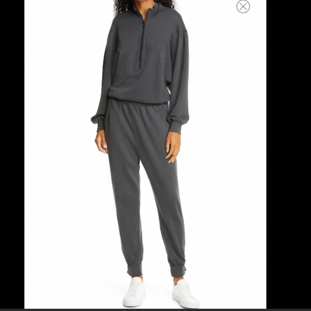Frame Denim easy front long sleeve 100% cotton gray jumpsuit